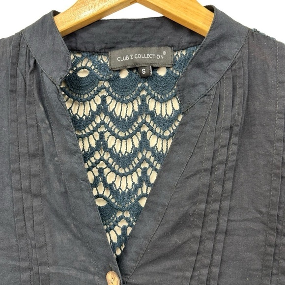 Club Z Collection Navy Lace Swim Coverup Dress, Small - Picture 4 of 13